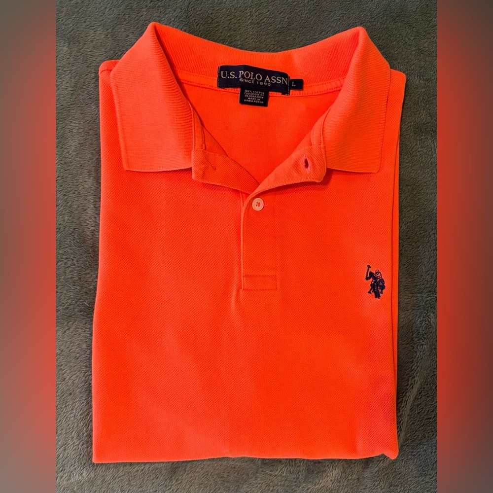 U.S. Polo Assn. Bright Orange Polo Shirt, Size: L (5221)
